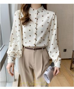 シャツ・ブラウス | シャス ブラウス 春夏 秋 シフォン レディース 長袖 フォーマル オフィス 入学式 入園式 ドット柄 外出 お出かけ ビジネス 20代30代40代50代 通勤 OL