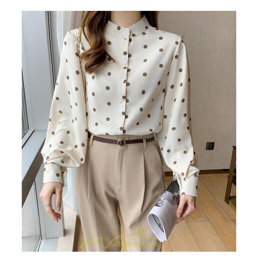 シャツ・ブラウス | シャス ブラウス 春夏 秋 シフォン レディース 長袖 フォーマル オフィス 入学式 入園式 ドット柄 外出 お出かけ ビジネス 20代30代40代50代 通勤 OL