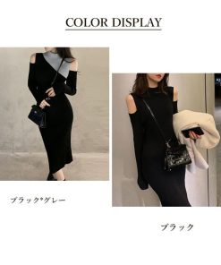 ワンピース | ニット肩出し 長袖レディース