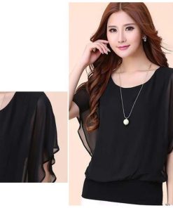 シャツ・ブラウス | レディース シフォンブラウス 半袖 無地 ラウンドネック ドルマンスリーブ トップス