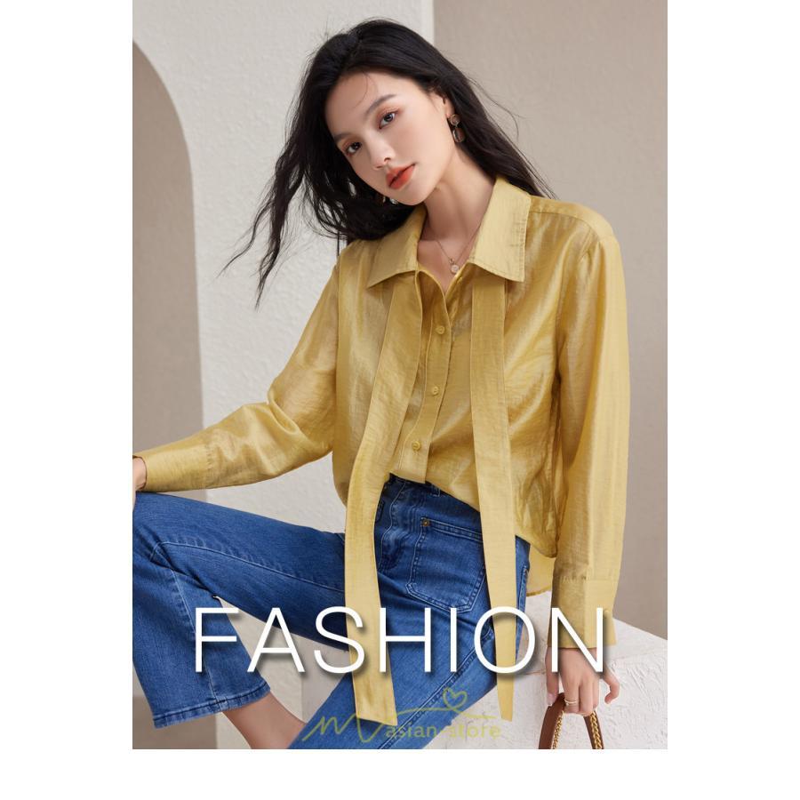 シャツ・ブラウス | シフォンブラウス 長袖 レディース シフォン ブラウス フォーマル カジュアル リボン 着痩せ 通勤 通学 オシャレ 可愛い 秋服 上品 キレイめ 2022 ナチュラル