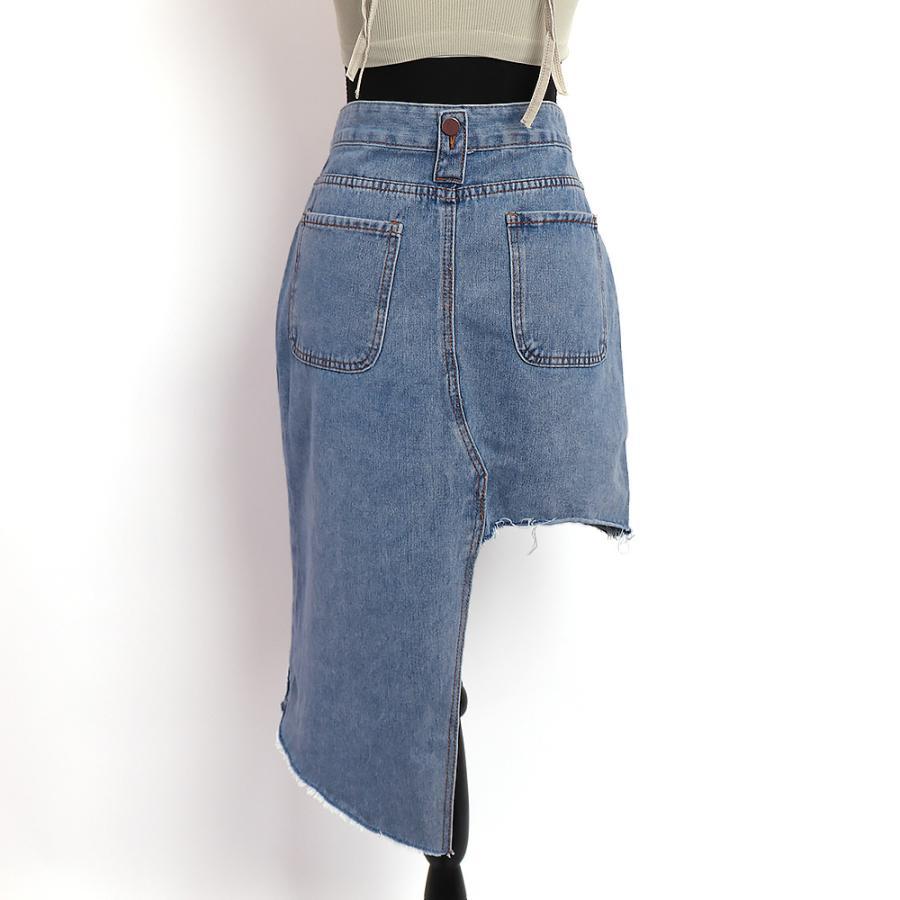 ひざ丈スカート | デニムスカート レディース ダメージ加工