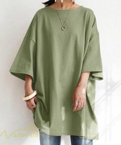 ｔシャツ・カットソー | Tシャツ レディース カットソー 着痩せ 無地 半袖 ゆったり ロングTシャツ オーバーサイズ 体型カバー 夏新作 クルーネック プルオーバー 大きいサイズ 5XL