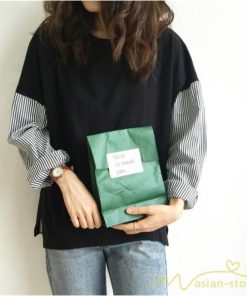 tシャツ・カットソー | Tシャツ レディース カットソー 長袖 シャツ 切り替え 可愛い スリット 体型カバー 夏服 春物 秋物 20代30代40代 トップス 黒 白 シンプル 学生 大人 女の子