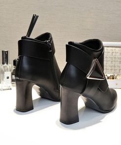 パンプス | ポインテッドトゥ ショートブーツ レディース チャンキーヒール ブーツ サイドファスナー ブーティ 太ヒール 歩きやすい