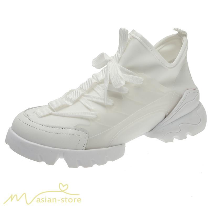 スニーカー | インソール レディース ダッドスポーツシューズ 靴 厚底 レースアップ 無地 履きやすい ハイカット 可愛い 脚長効果 歩きやすい 新作