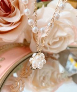 ネックレス | 2連 チョーカーレディース ショート チェーンフェイクパールアクセサリー おしゃれ ゴールド