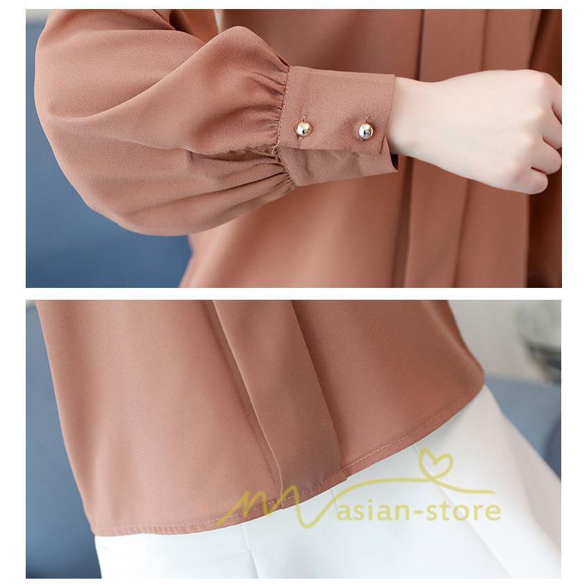 在庫ある | 短納期シフォンブラウスレディース 無地シャツ ビジネスブラウストップス オフィスフォーマルシャツブラウス 薄手 春夏衣装 通学通勤 エレガント 着痩せ OL