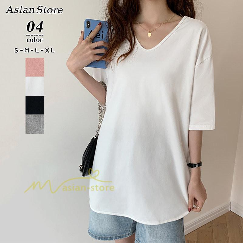 tシャツ・カットソー | Tシャツ ティーシャツ トップス カットソー レディース 春 夏 半袖 無地 綿 スリット 20代30代40代50代 お出かけ 体型カバー 通勤通学 着回し カジュアル 上品