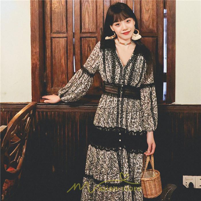 マキシ | マキシワンピース レディース ロングワンピース 大人 黒 Vネック 着痩せ フランス風 上品 高品質 きれいめ シフォン レース 人気 パーティー 二次会 夏秋新作