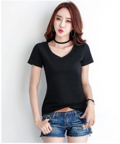 ｔシャツ・カットソー | Tシャツ レディース 半袖 夏Tシャツ サマー Vネック 無地 スリム 可愛い 綿