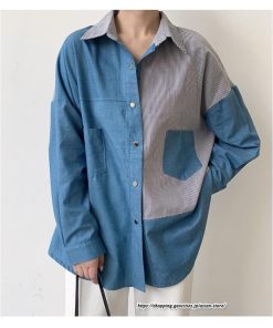 シャツ・ブラウス | ドッキングシャツ レディース 秋物 切替 デニムシャツ ライトアウター トップス 前後差 ゆったり 大きめ 長袖シャツ 20代40代 体型カバー 大人 通学通勤