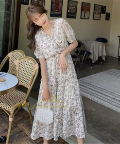 マキシ | ワンピース レディース 夏 40代 きれいめ 膝丈ワンピース 半袖 シフォンワンピ フリル ロング丈ワンピ オシャレ 着痩せ カジュアル 上品 上品 エレガント 新作