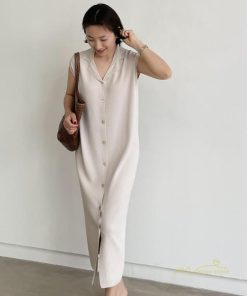 ノースリーブ | ワンピース 夏 春 レディース カジュアル 30代 20代 ロング かわいい マキシ 無地 マキシワンピース ワンピ マキシワンピ 春夏 シンプル ボタン