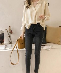 シャツ・ブラウス | 大人 夏 トップス ブラウス オフィス シャツブラウス 長袖 春 フォーマル おしゃれ Vネックブラウス ゆったり レディース