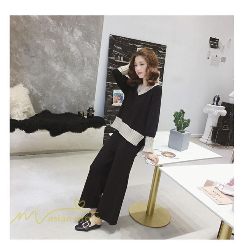 セットアップ | 2点セット ニットセーター レディース 秋 冬 長袖 セーター 上下セット かわいい 20代 30代 カジュアル 40代 ワイドパンツ 着痩せ 50代 新作