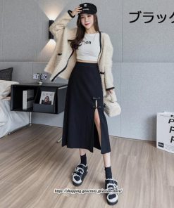 スカート | ニットレディース ボトムス  ロング 秋冬 40代 50代 暖か コーデ 送料無料 スリット 着痩せ 韓国ファッション セクシー ハイウエスト Aライン