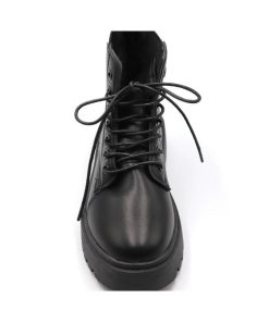 ショートブーツ | 春秋冬 靴 レースアップ 厚底 レディースブーツ ブラックブラウン ワークブーツ