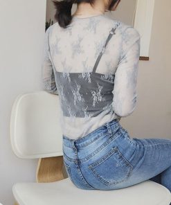 シャツ・ブラウス | トップス レディース チュール ハイネック 長袖 レース レースインナー トップス シースルー