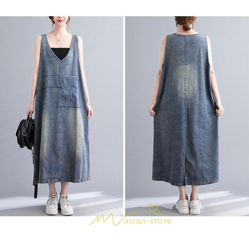 オーバーオール サロペット | デニム サロペット スカート オーバーオール ジャンパースカート レディース 可愛い オシャレ ポケット付き ロング 20代30代40代50代 オールインワン 夏秋