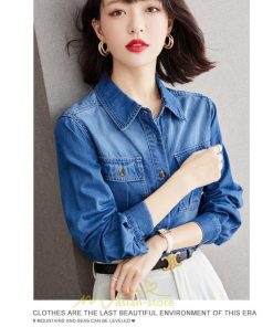 シャツ・ブラウス | デニムシャツ シャツ トップス レディース ブラウス 着痩せ デニム コットン カジュアル エレガント 通勤 通学 オシャレ 上品 ナチュラル 冬 キレイめ 秋 可愛い