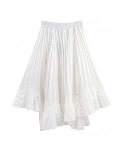 スカート | プリーツロング 白 黒 マーメイドレディース マーメイド ロングミモレ ハイウエスト 着やせ 揺れる ウエストゴム 春秋冬