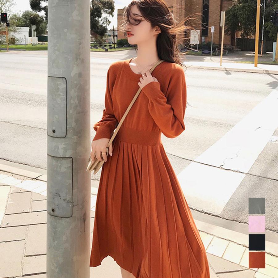 ワンピース | ニットプリーツワンピースレディースニット