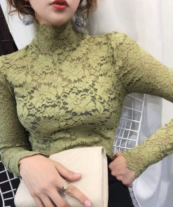 Tシャツ・カットソー | インナー 総レース シースルー 花柄 ハイネック カットソー 重ね着 レディース セクシー トップス エレガント