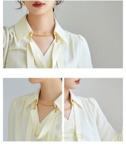シャツ・ブラウス | ブラウス レディース シャツ トップス Vネック 長袖シャツ 無地 オフィス カジュアル おしゃれ シフォン 着痩せ OL リボン 通勤 20代30代40代50代