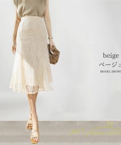 スカート | レーススカートロング丈 ハイウエスト エレガント キレイめ 通勤 日常 大人 リゾートロング 秋 花柄 柔らか 無地 ボトムス レディース ンプル