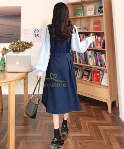 マキシ | Aラインワンピース 切り替えワンピース フェイクレイヤード 重ね着風 長袖 秋物 レディース 30代40代 大人 通学通勤 可愛い シャツカラー 着痩せ 50代