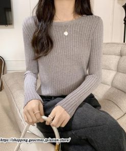 ニット・セーター | カットソー ニット レディース リブニット 長袖 秋冬 春 トップス スリム ストレッチ インナー 無地 長袖カットソー 着痩せ プルオーバー 通学通勤 長袖ニット