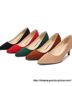 パンプス | スエードレディースシューズ ポインテッドトゥ ピンヒール スリッポン ストラップなし 滑り止めソール ミドルヒール ビジネス 大人 無地 上品