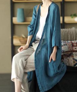 カーディガン | レディース リネン 麻混 ロング 春 秋 ゆったり 7分袖 40代 50代 無地 4色 冷え防止 透け感 羽織 初秋 30代 秋大きいサイズ 20代