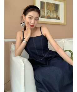 マキシ | デニムワンピース キャミソールワンピース ロングワンピース キャミワンピース レディース ワンピ 後ろゴム・キャザーデザイン 30代40代50代 可愛い 大人