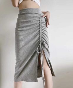 タイトスカート | 編み上げレースアップスカートハイウエスト