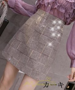 スカート | レディース ミニショット丈 キラキラ インナーパンツ付き ハイウエスト 着痩せ オシャレ 韓国ファッション 20代30代40代50代 2022 秋冬