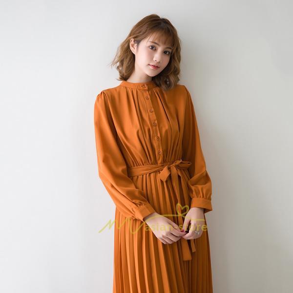 マキシ | プリーツワンピース ワンピース レディース ロングワンピース ミモレ丈 秋物 長袖 長袖ワンピース お呼ばれワンピース 大人 揺れる 二次会 シャツワンピース