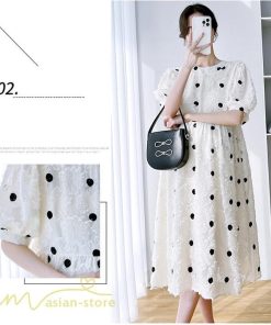 ワンピース | マタニティウェア レディース 半袖 ドット柄 着痩せ マタニティクルーネック 大きいサイズ 産前 マタニティ お出かけ 妊婦着 ゆったり