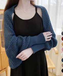 透かし編みトップス | ニットカーディガン レディース ショール