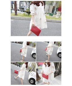 マタニティ | ワンピース 五分袖 授乳服 2type Aラインワンピース ギャザー 刺繍 可愛い 妊婦 妊娠 大人 産前産後 膝上丈ワンピース ヨコファスナー ママ