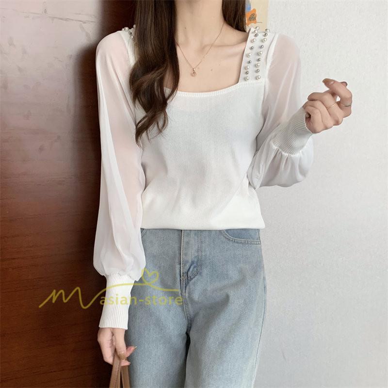 tシャツ・カットソー | カットソー トップス レディース ロンT Tシャツ 春 長袖 おしゃれ シフォンシャツ エレガント 20代30代40代 カジュアル お出かけ 着回し 通勤通学 ファッション