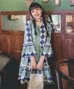 ミニ丈 | ワンピース 夏秋 レディース 長袖 綿麻 ひざ上 ショート かわいい リゾート 休み 旅行 お出かけ 華やか 着痩せ ゆったり 幾何学柄 エスニック風 Vネック 民族風