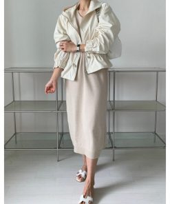 ニットワンピース | ワンピース 秋冬 ロングワンピース ミモレ丈 無地 ゆったり 体型カバー 柔らか 大人 長袖 20代30代 セーター Vネック アウター ニット 50代