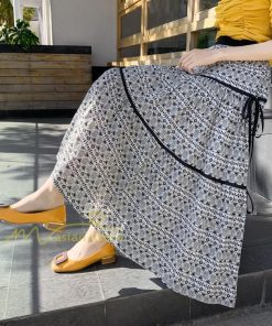 スカート | フレアロングレデイース リネンウエストゴム 綿麻混 マキシマキシ レトロ風 体型カバー リゾート 夏物