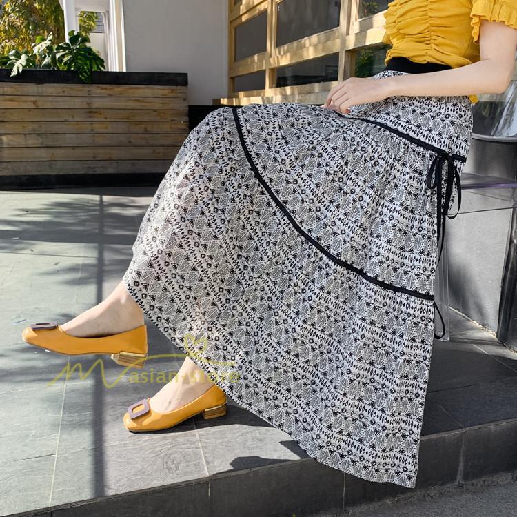 スカート | フレアロングレデイース リネンウエストゴム 綿麻混 マキシマキシ レトロ風 体型カバー リゾート 夏物