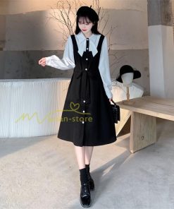 マキシ | Aラインワンピース 切り替えワンピース フェイクレイヤード 重ね着風 長袖 秋物 レディース 30代40代 大人 通学通勤 可愛い シャツカラー 着痩せ 50代