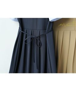 マキシ | プリーツワンピース ワンピース 半袖 レディース お呼ばれ 二次会 ミモレ丈 ゆったり 夏 リゾート 切り替え 体型カバー エレガント レイヤード 重ね着風