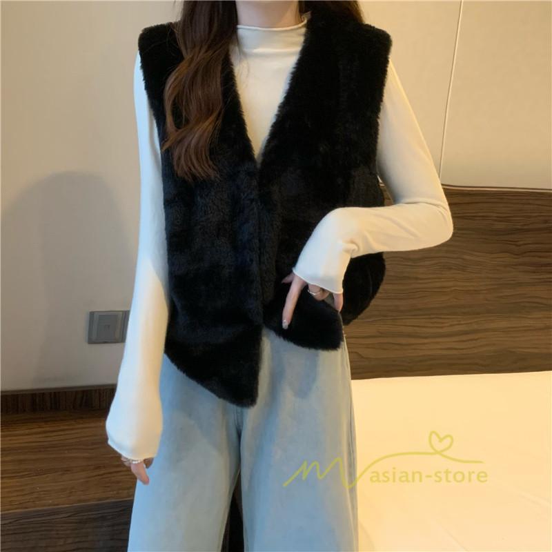 ベスト | ファーレディース 秋冬 ショート丈 アウター ジレ 羽織り 前開き ボタン カーディガン 袖なし 送料無料 コーデ フェイクファー ノーカラー