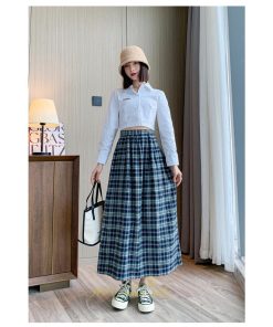 スカート | チェックロングウエストゴム チェック柄 大人 ハイウエスト Aライン30代40代50代 通学通勤 可愛い スカート ゆったり